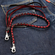 Red & Black Braided Genuine Leather Wallet Chain